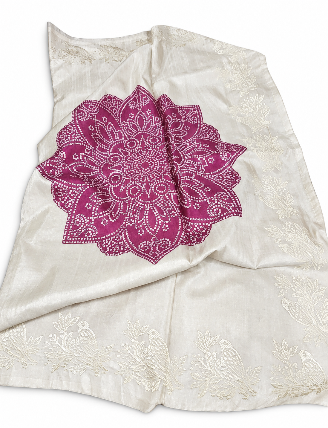Tussar Silk Fancy Pink with Embroidery