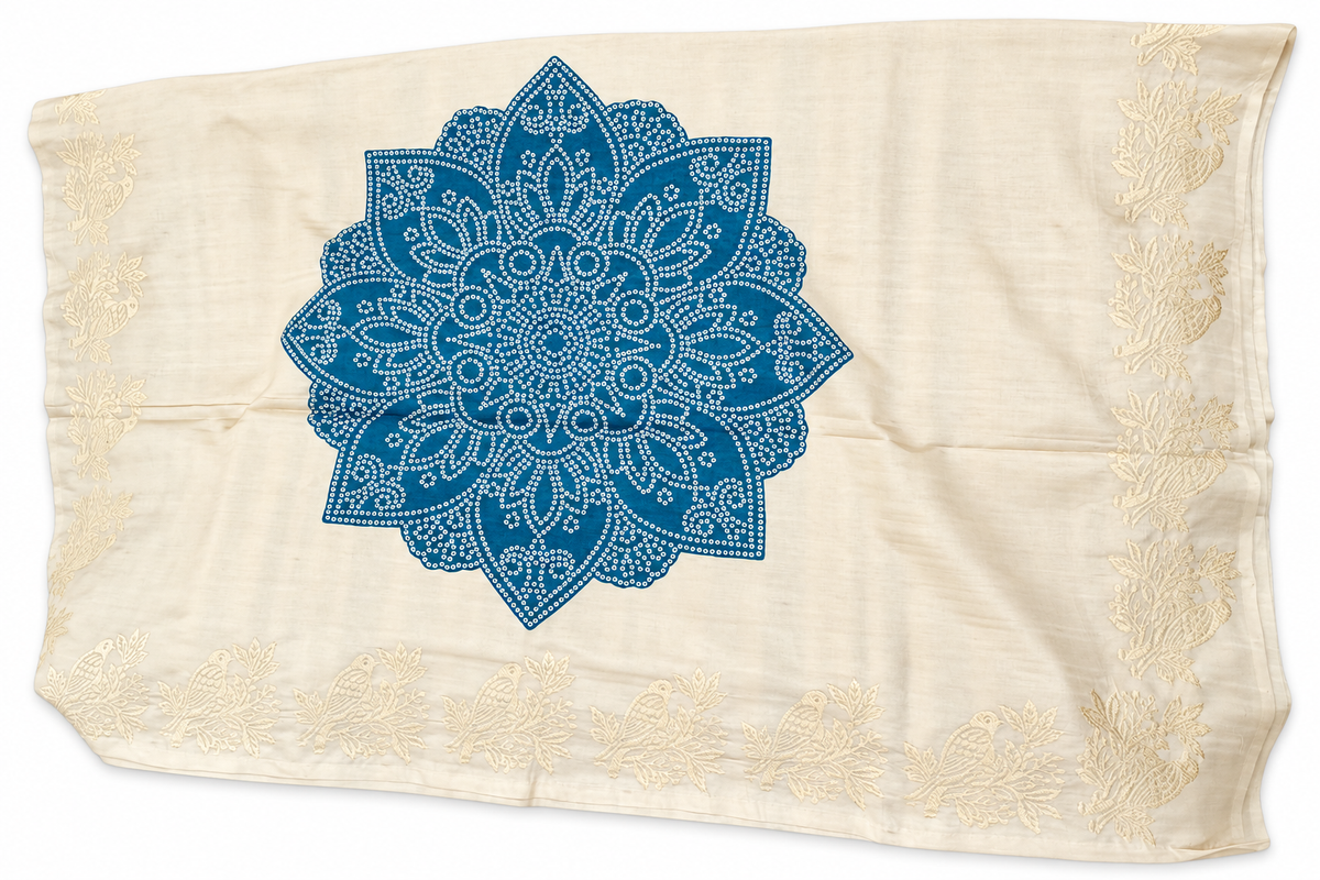 Tussar Silk Fancy Blue with Embroidery
