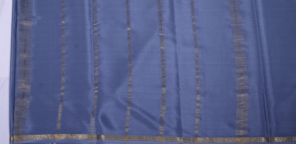 Grey Elephant PP Self Pure Crepe Silk Saree