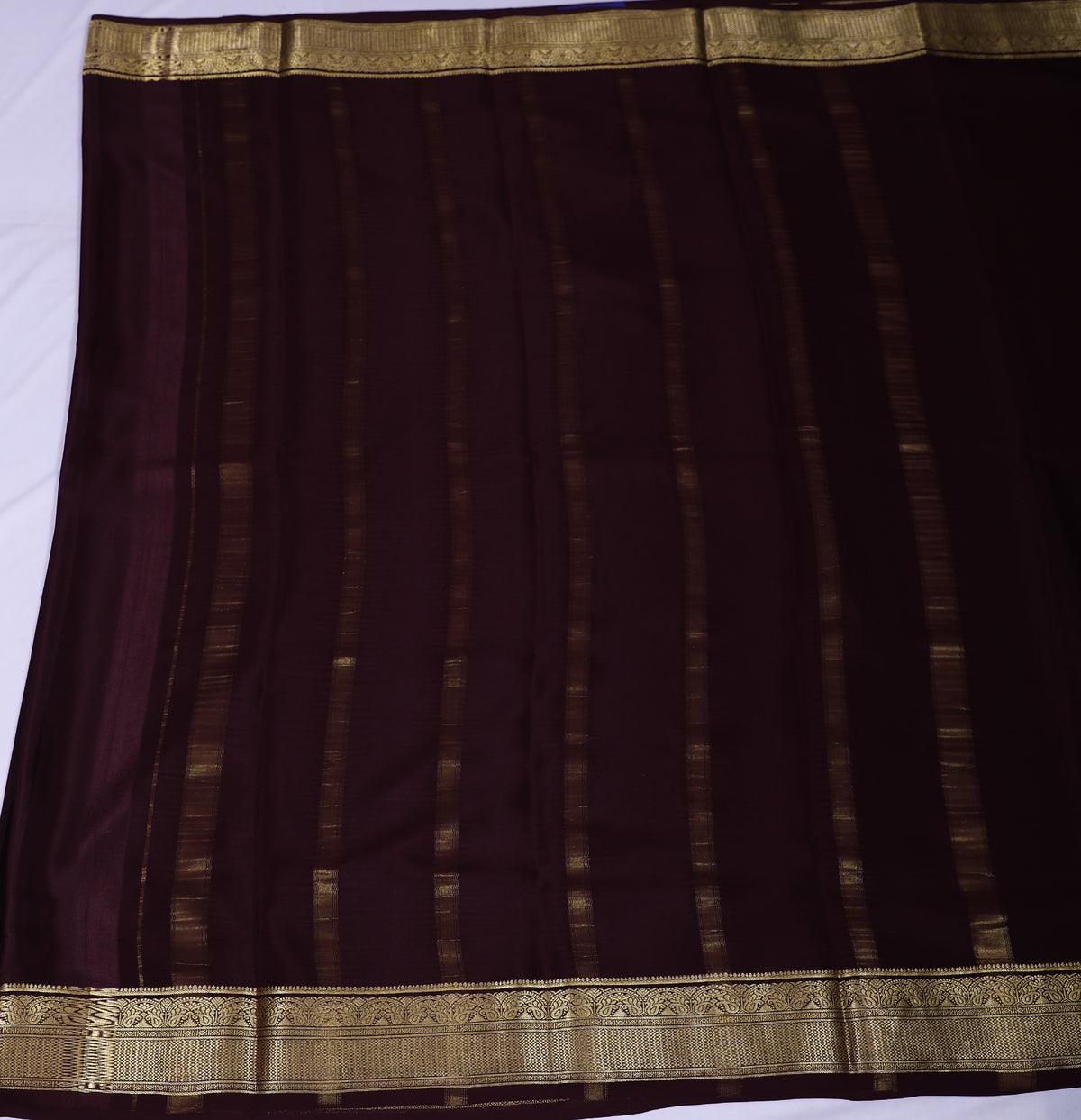 Dark Brown Nithya Pp Self Pure Crepe Silk Saree