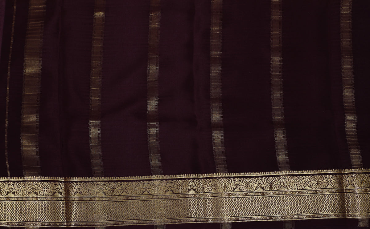 Dark Brown Nithya Pp Self Pure Crepe Silk Saree