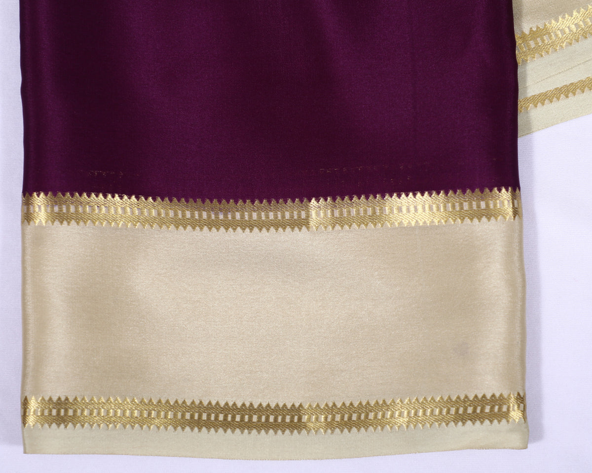 Purple with Cream Veda Btx Cont Pure Crepe Silk Saree