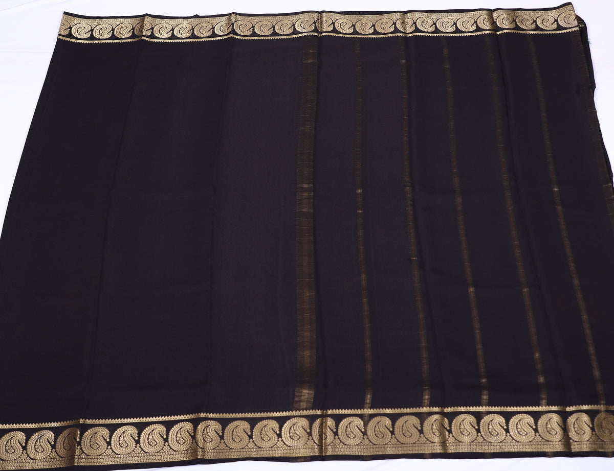 Black Gowry Mango Self Pure Crepe Silk Saree