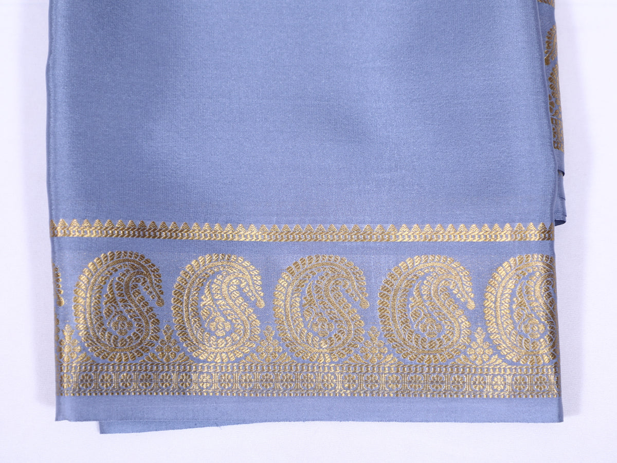 Light Grey Gowry Mango Self Pure Crepe Silk Saree