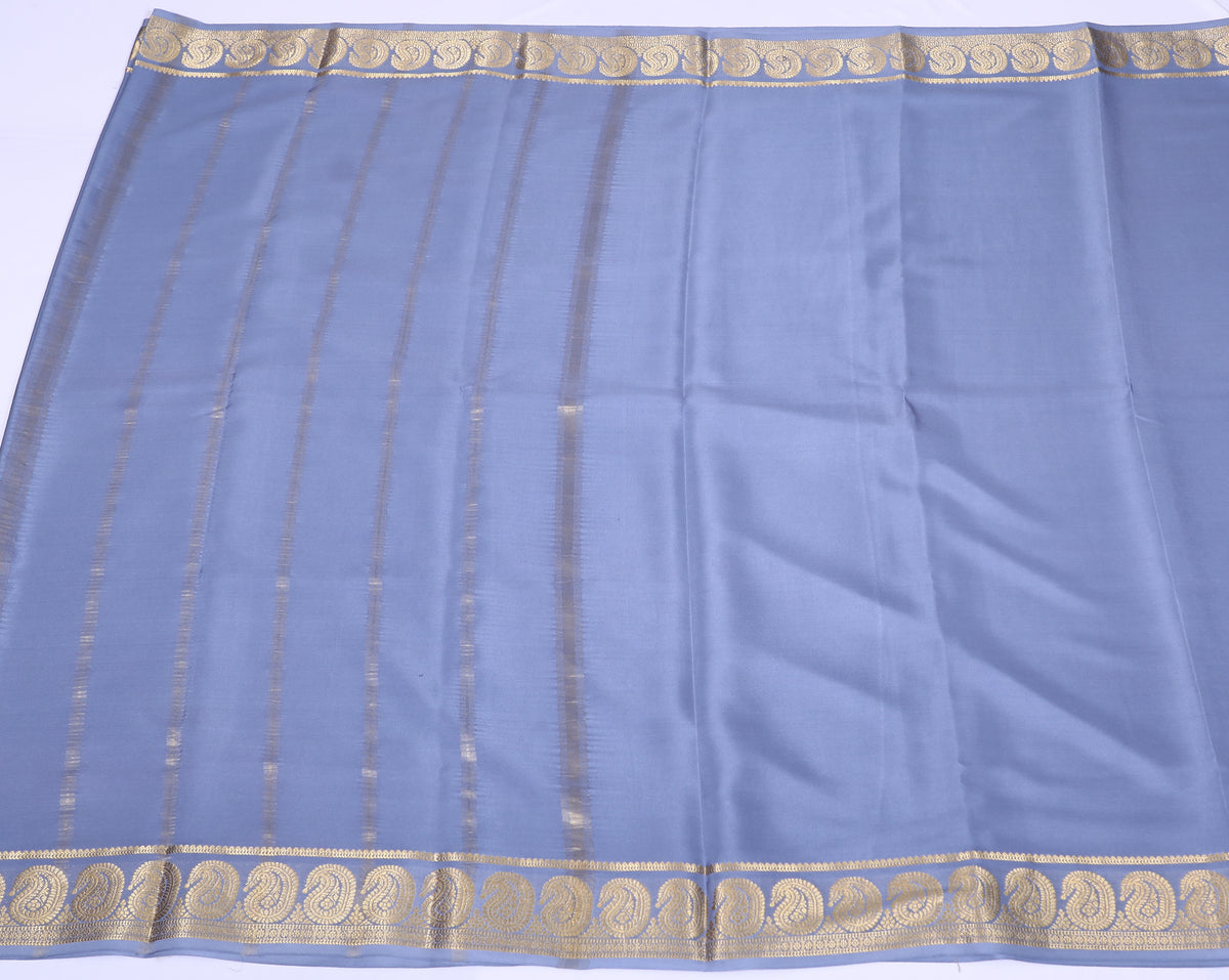 Light Grey Gowry Mango Self Pure Crepe Silk Saree