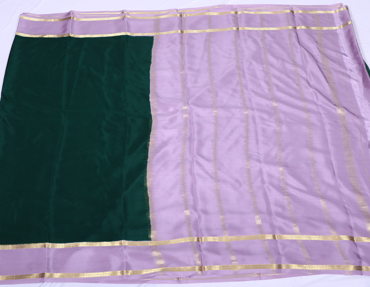 Bottle green with pink Veda Btx Cont Pure Crepe Silk Saree