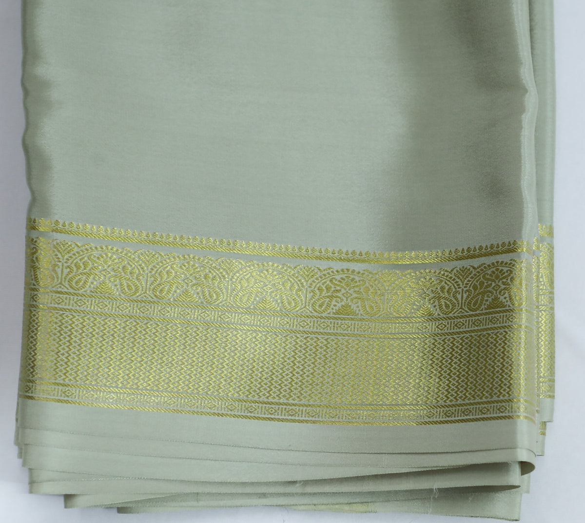 Teal Green Nithya Pp Self Pure Crepe Silk Saree