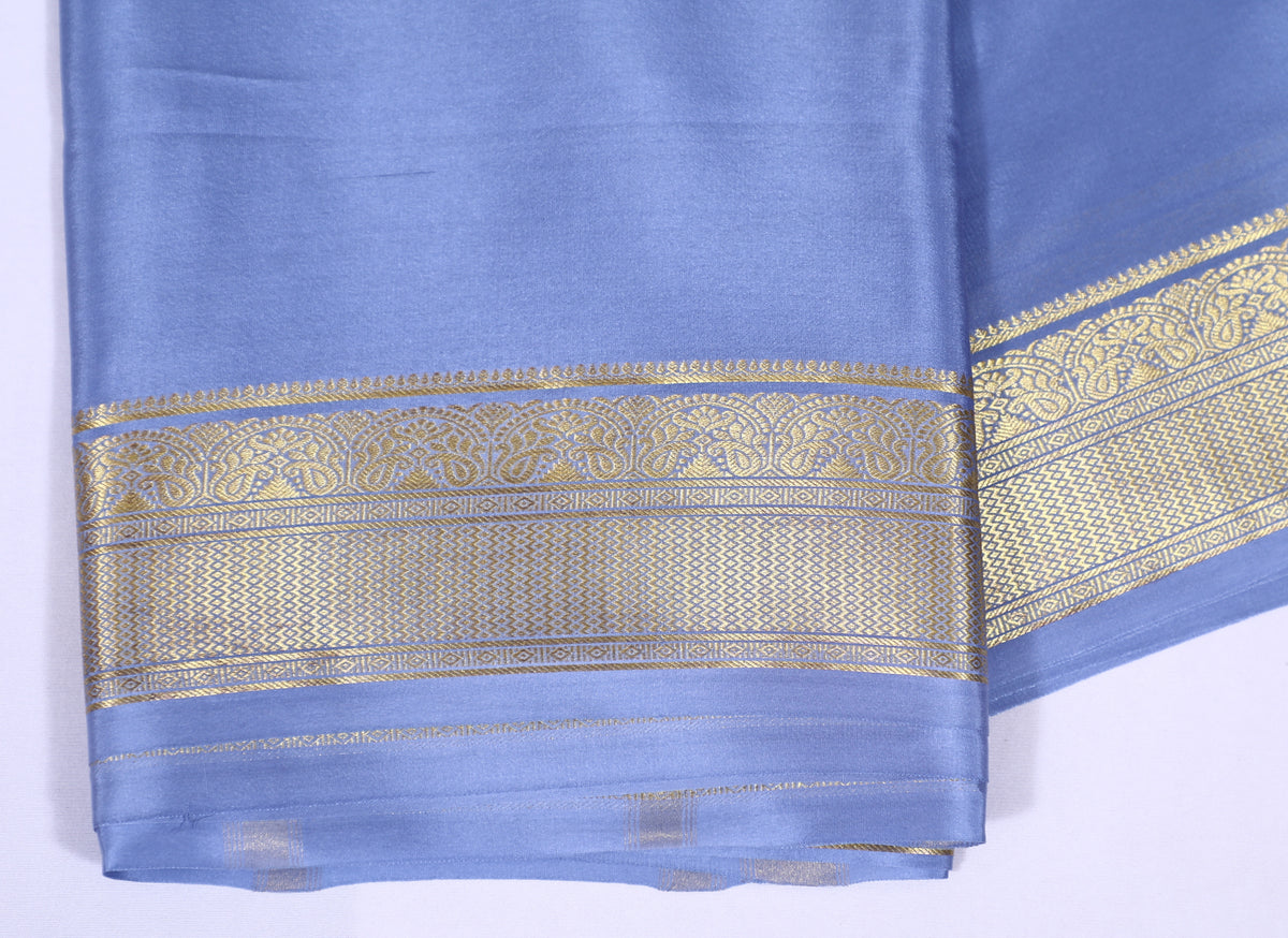 Light Blue Nithya Pp Self Pure Crepe Silk Saree