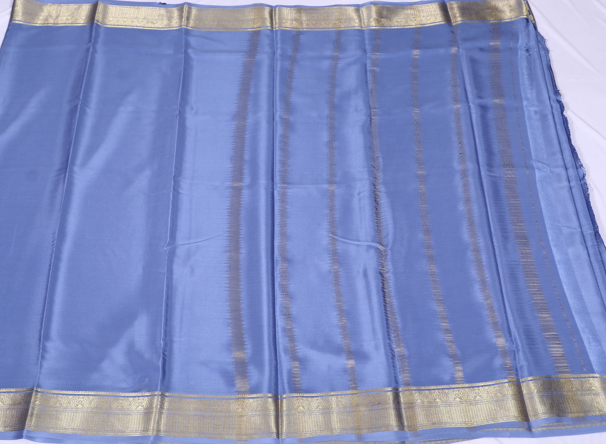 Light Blue Nithya Pp Self Pure Crepe Silk Saree
