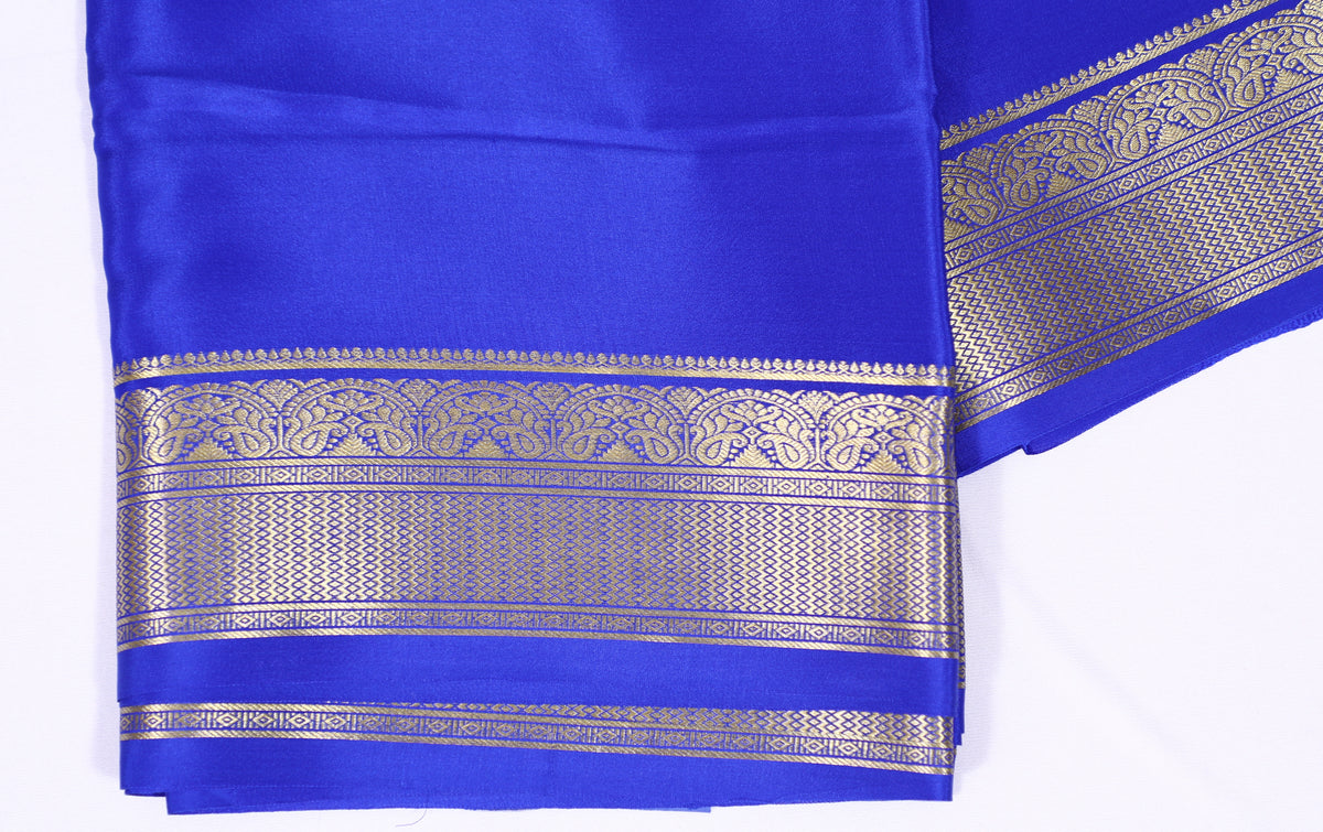 Dark Blue Nithya Pp Self Pure Crepe Silk Saree