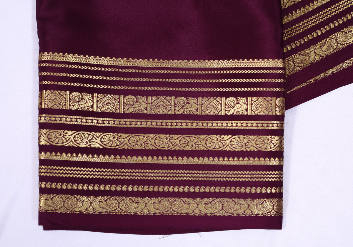 Wine Ambika Self Pure Crepe Silk Saree