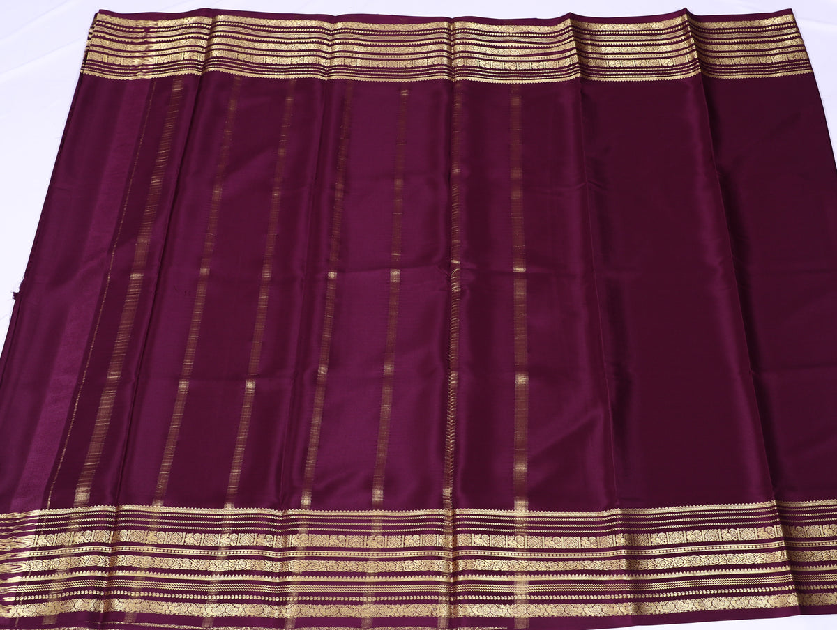 Wine Ambika Self Pure Crepe Silk Saree