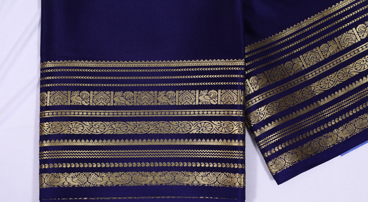 Dark Blue Ambika Self Pure Crepe Silk Saree