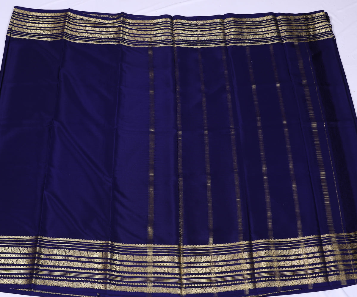 Dark Blue Ambika Self Pure Crepe Silk Saree