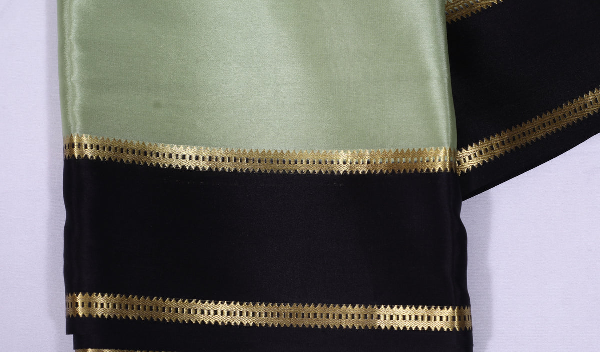 Teal Green with black Veda Btx Cont Pure Crepe Silk Saree