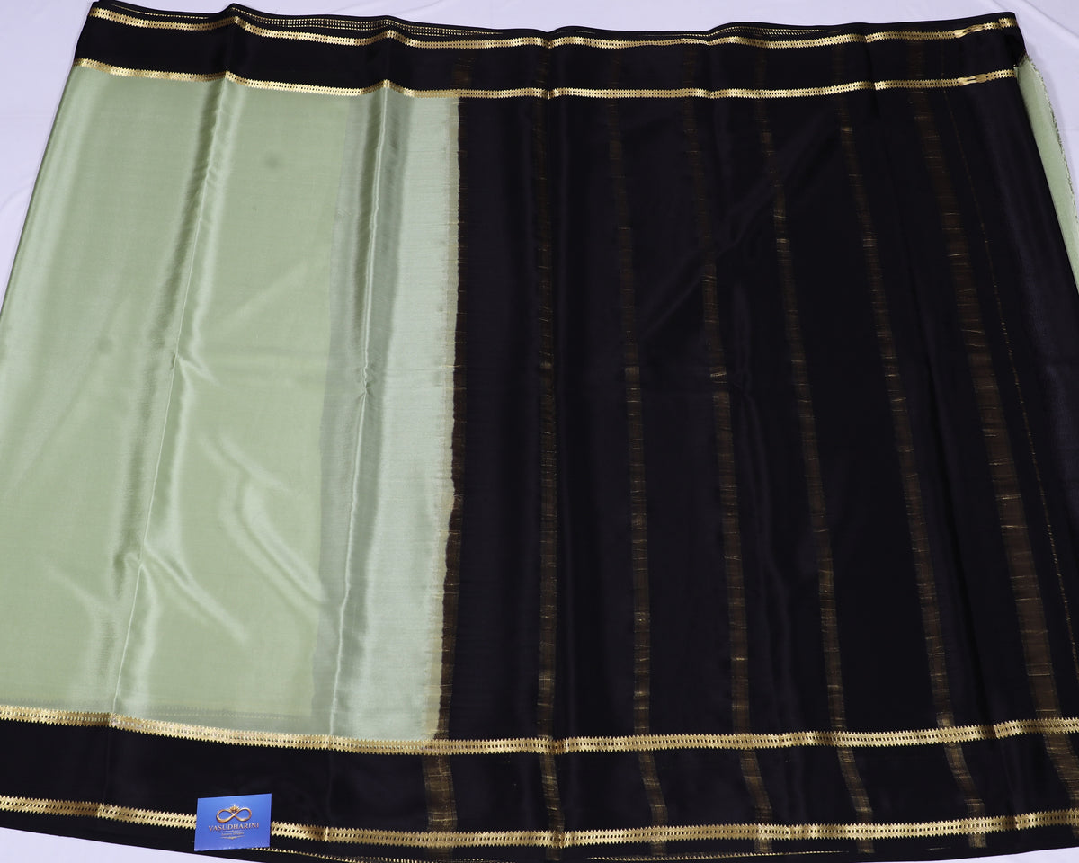 Teal Green with black Veda Btx Cont Pure Crepe Silk Saree