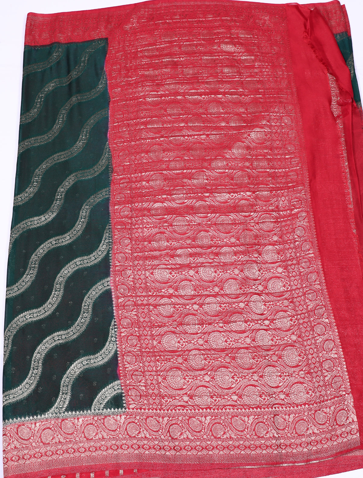 Green with Pink Banarasi Khadi Georgette