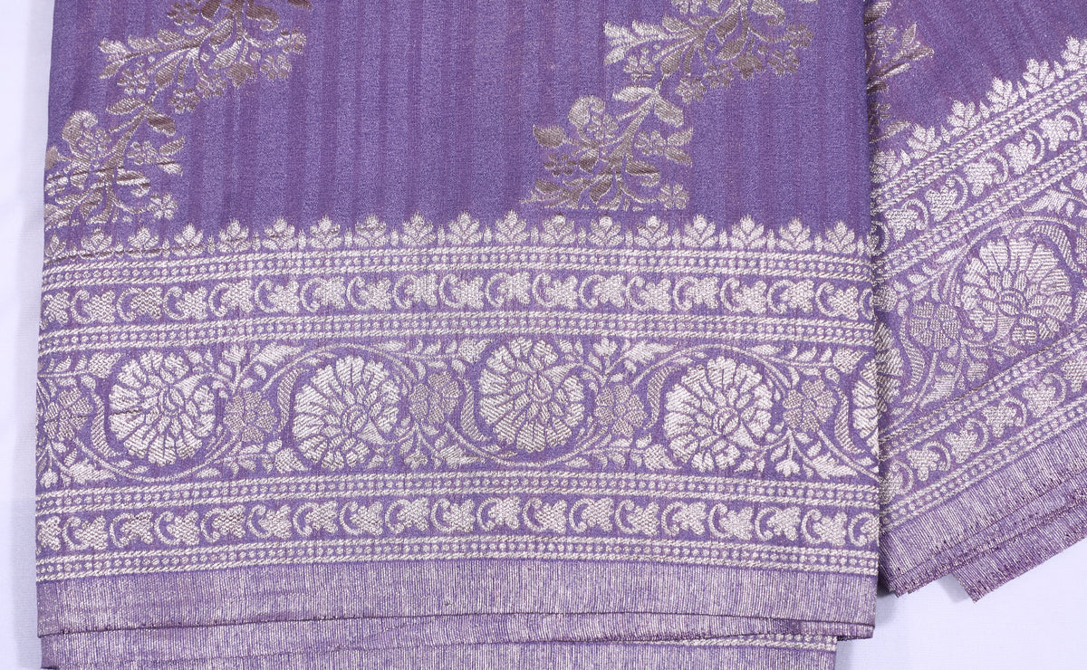 Lavender with Silver Zari Banarasi Khadi Georgette
