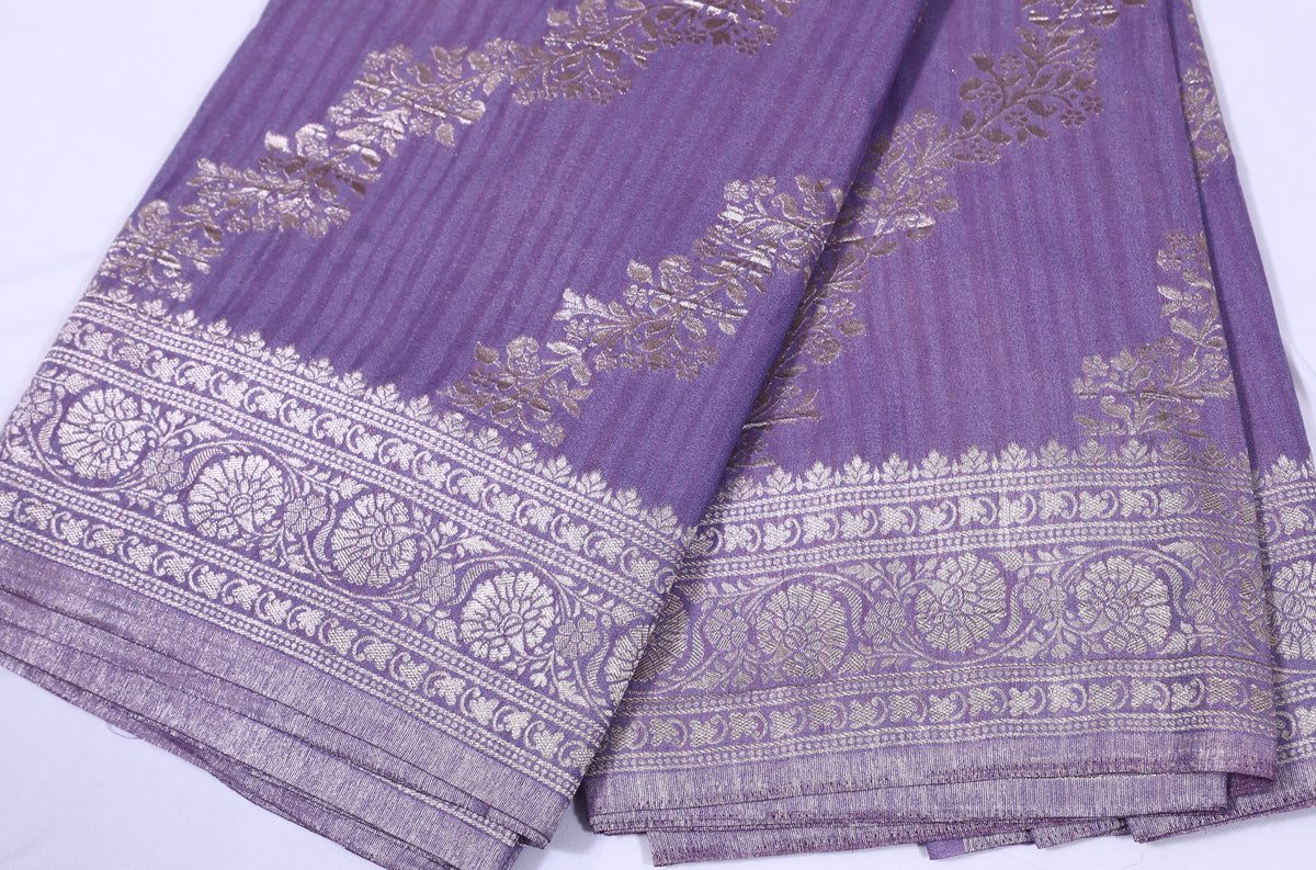 Lavender with Silver Zari Banarasi Khadi Georgette