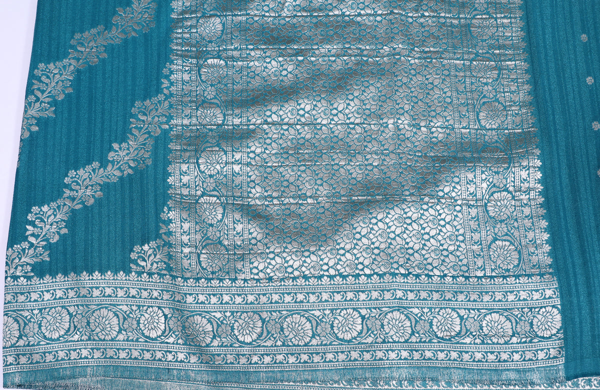 Rama Green with Silver Zari Banarasi Khadi Georgette