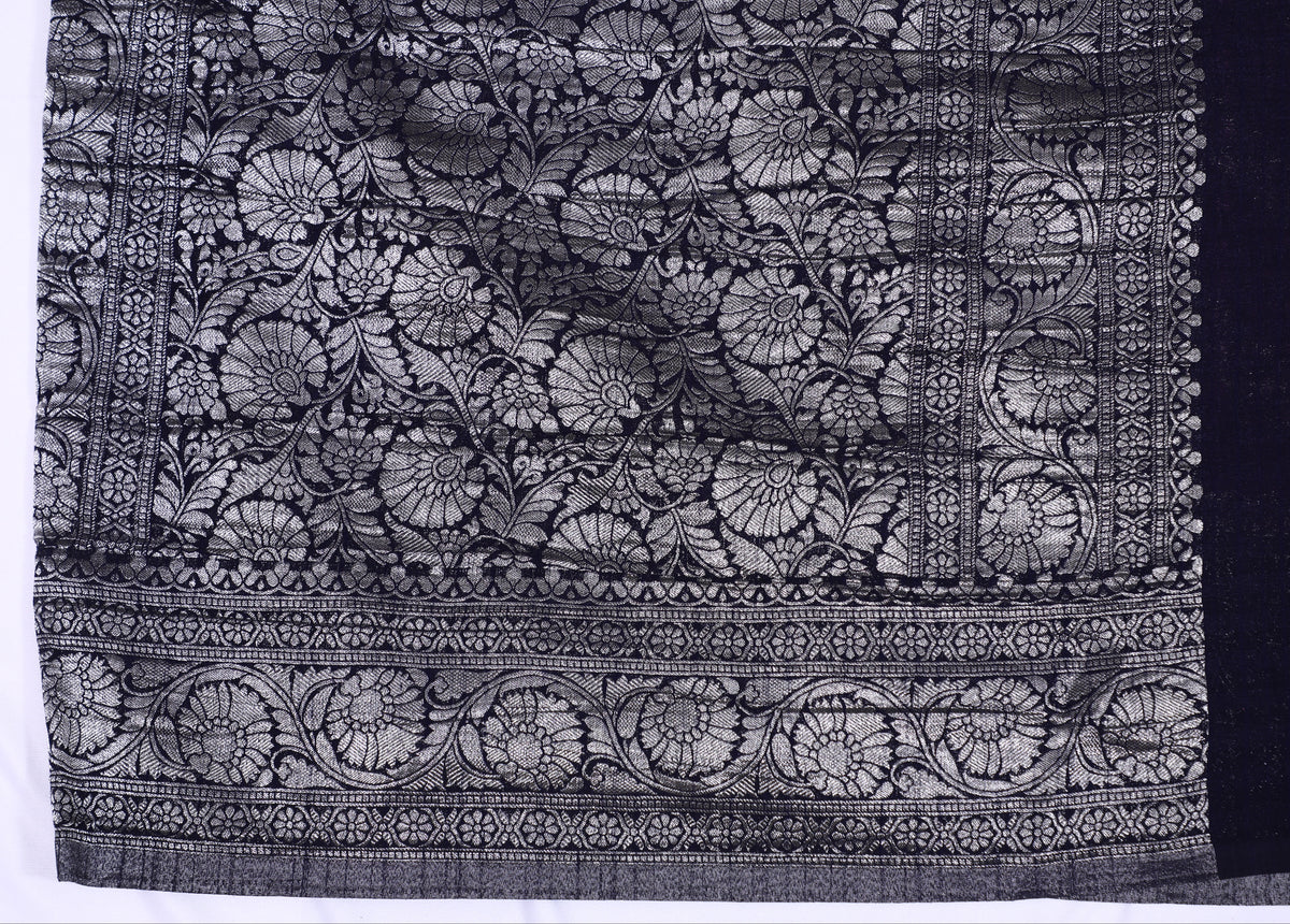 Lavender with Navy Blue Banarasi Khadi Georgette