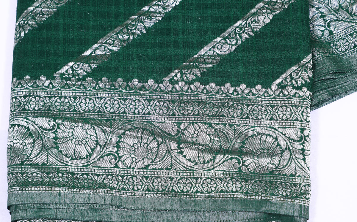 Dark Green Banarasi Khadi Georgette