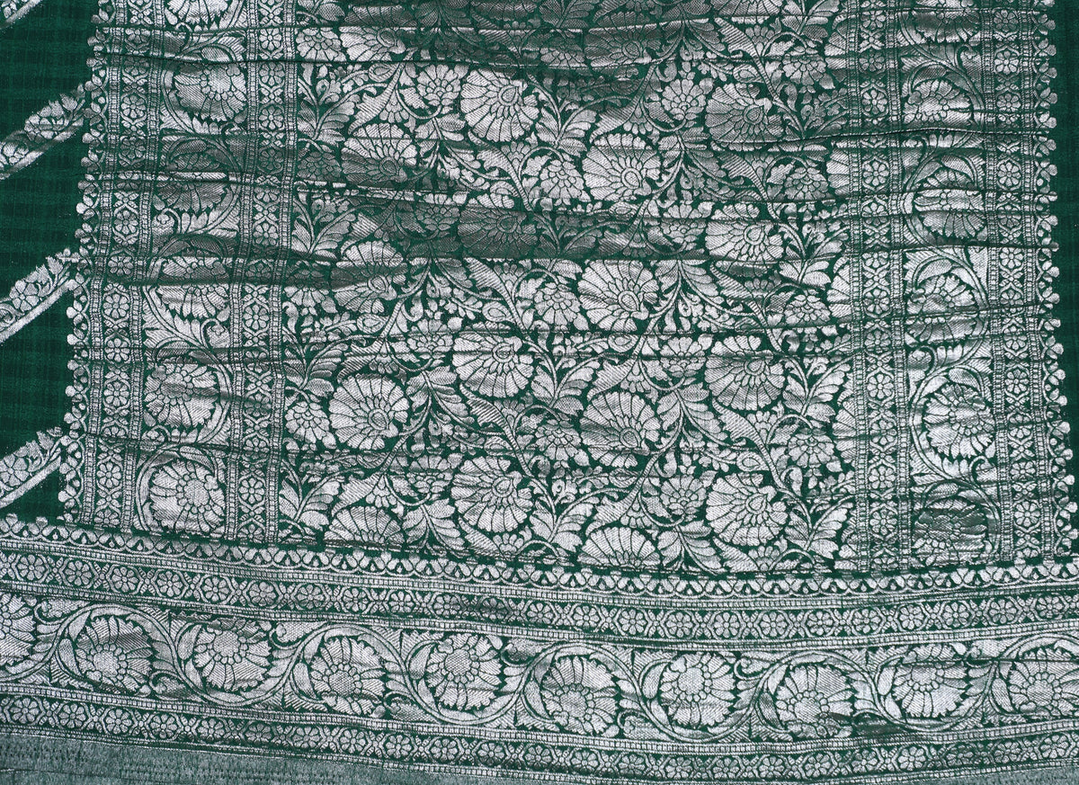 Dark Green Banarasi Khadi Georgette