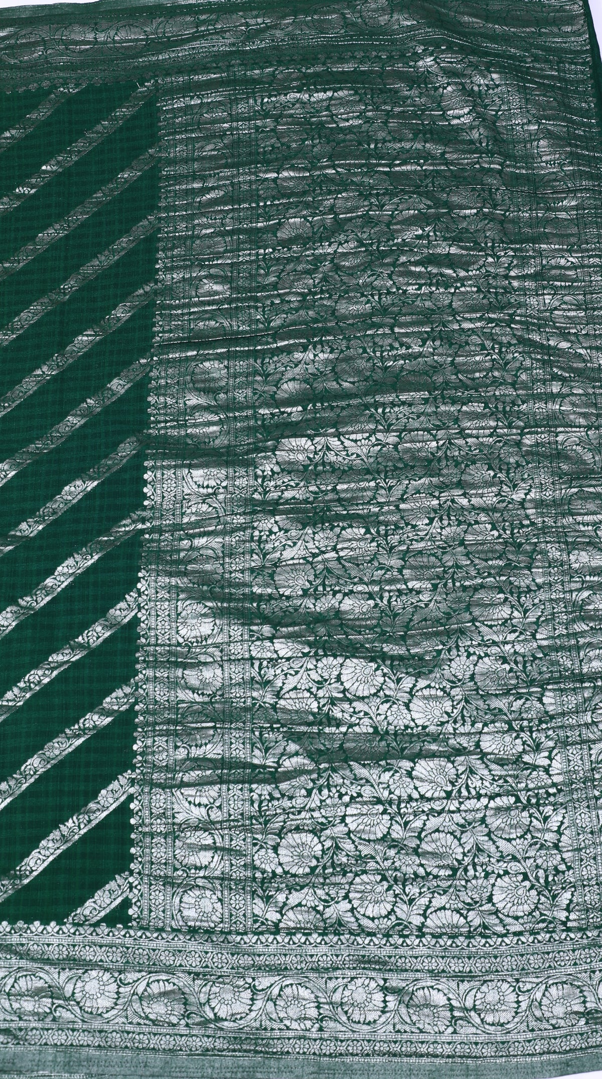 Dark Green Banarasi Khadi Georgette