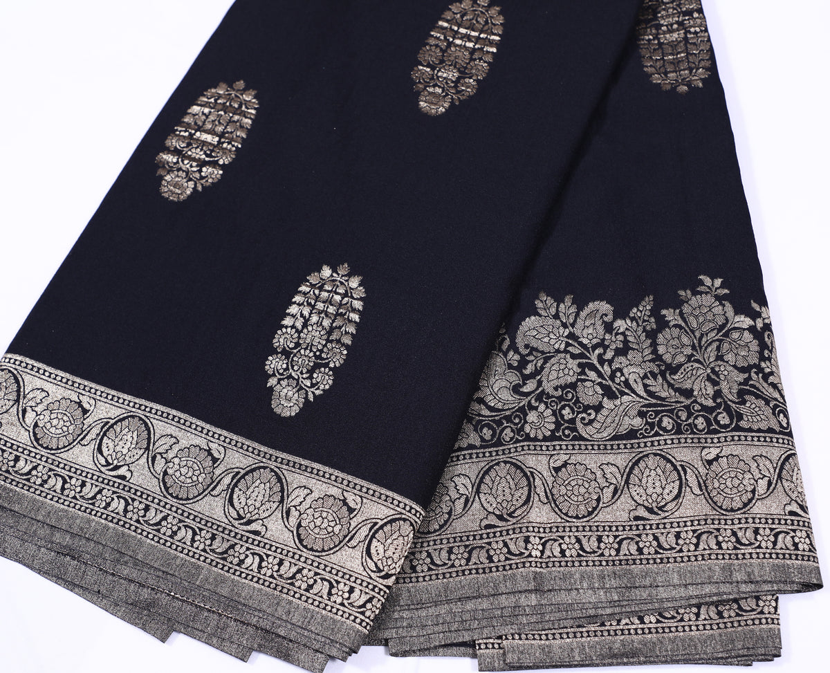 Black Semi Banarasi Khadi Georgette