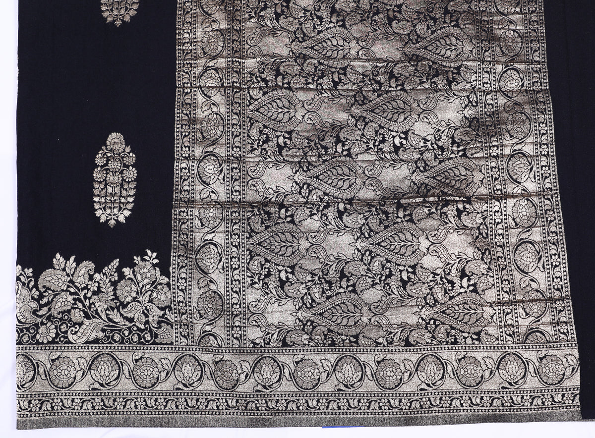 Black Semi Banarasi Khadi Georgette