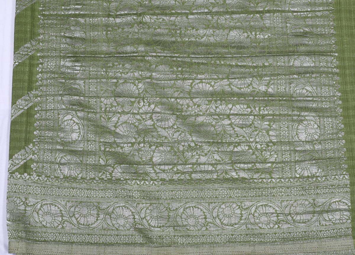 Green with Silver Zari Banarasi Khadi Georgette