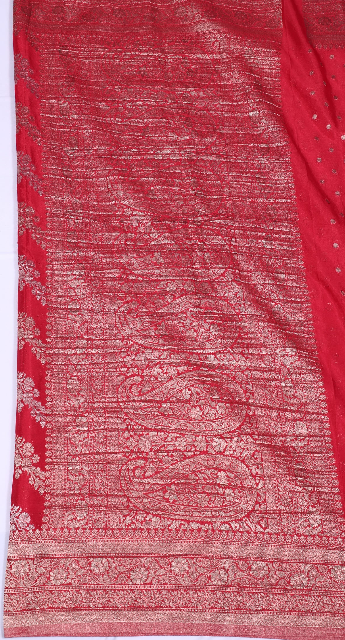 Red with Silver Zari Banarasi Crape