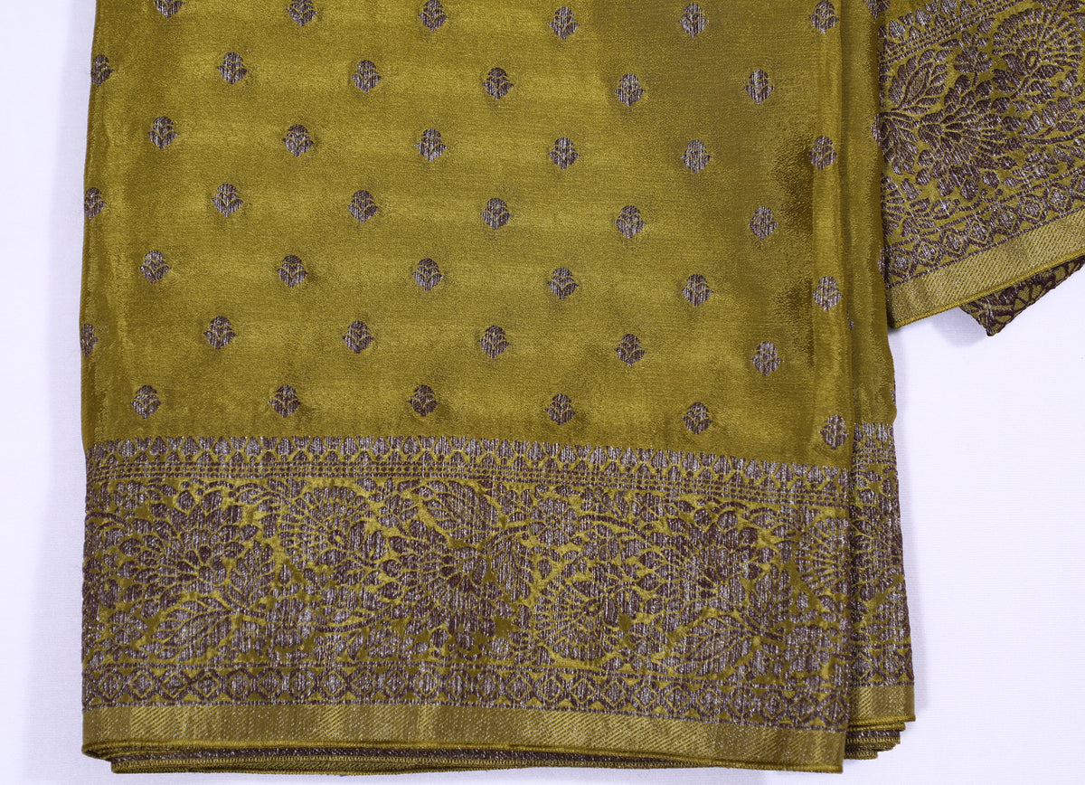 Green with Antique Zari Banarasi Khadi Georgette