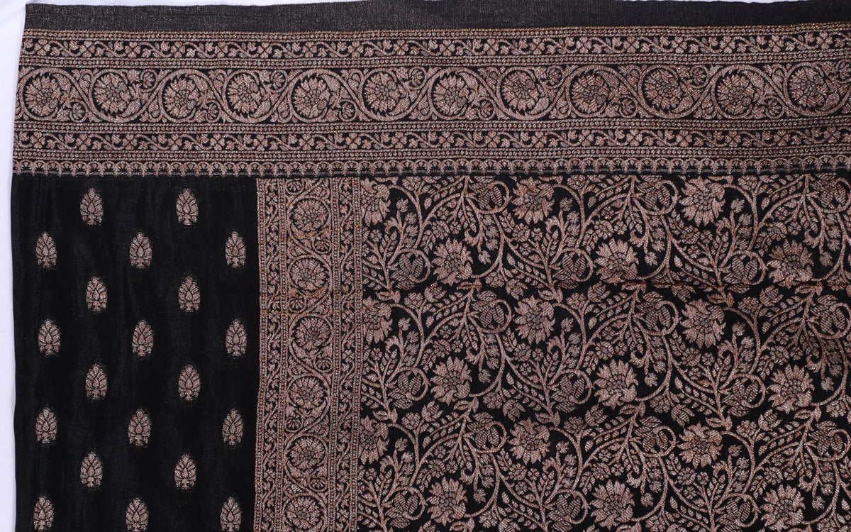 Black with Antique Zari Banarasi Khadi Georgette