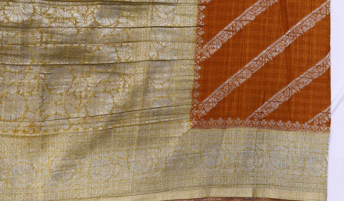 Musturd Yellow with Silver Zari Banarasi Khadi Georgette