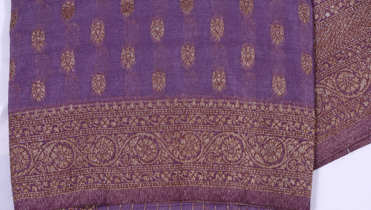 Lavender with Antique Zari Semi Banarasi Khadi Georgette