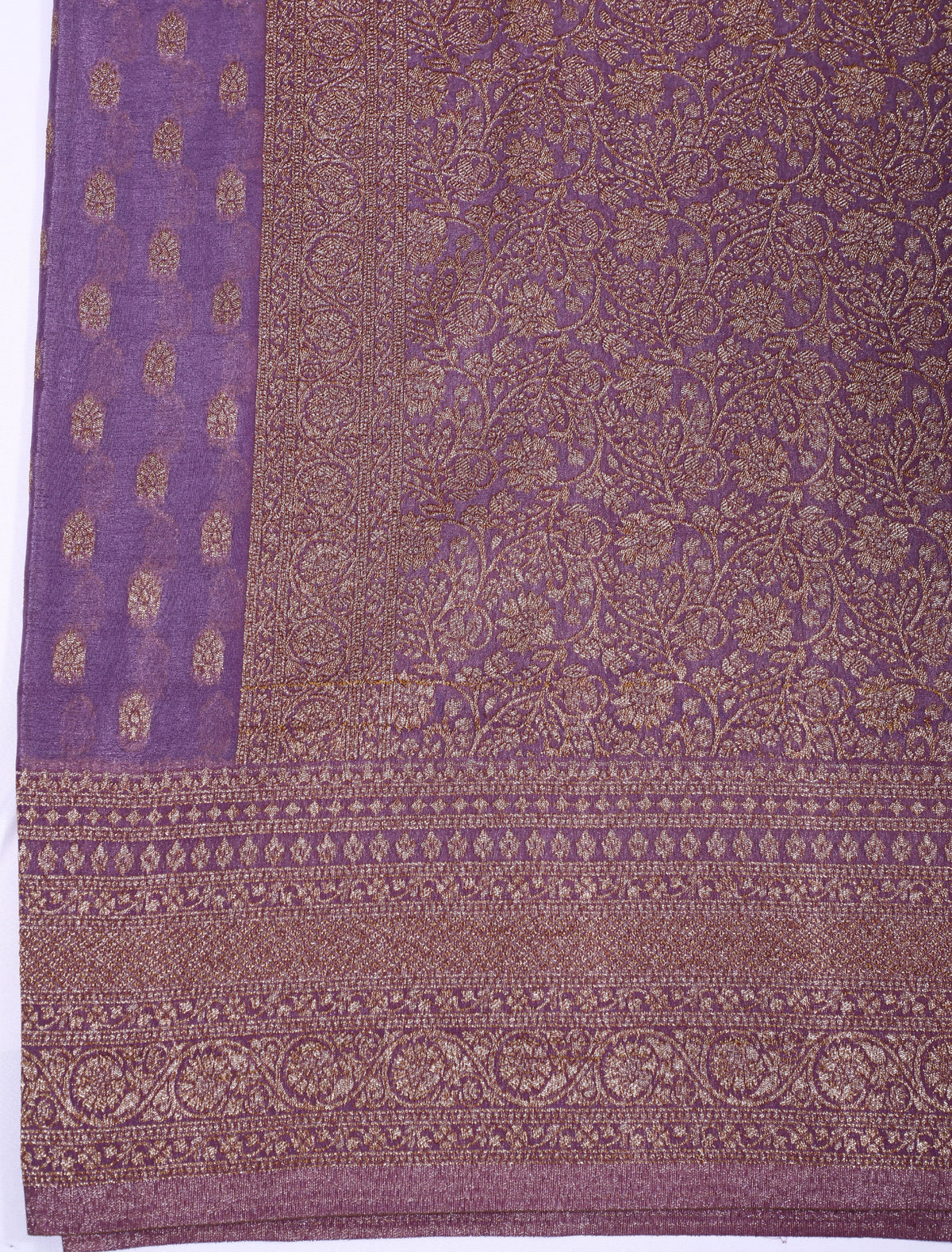 Lavender with Antique Zari Semi Banarasi Khadi Georgette