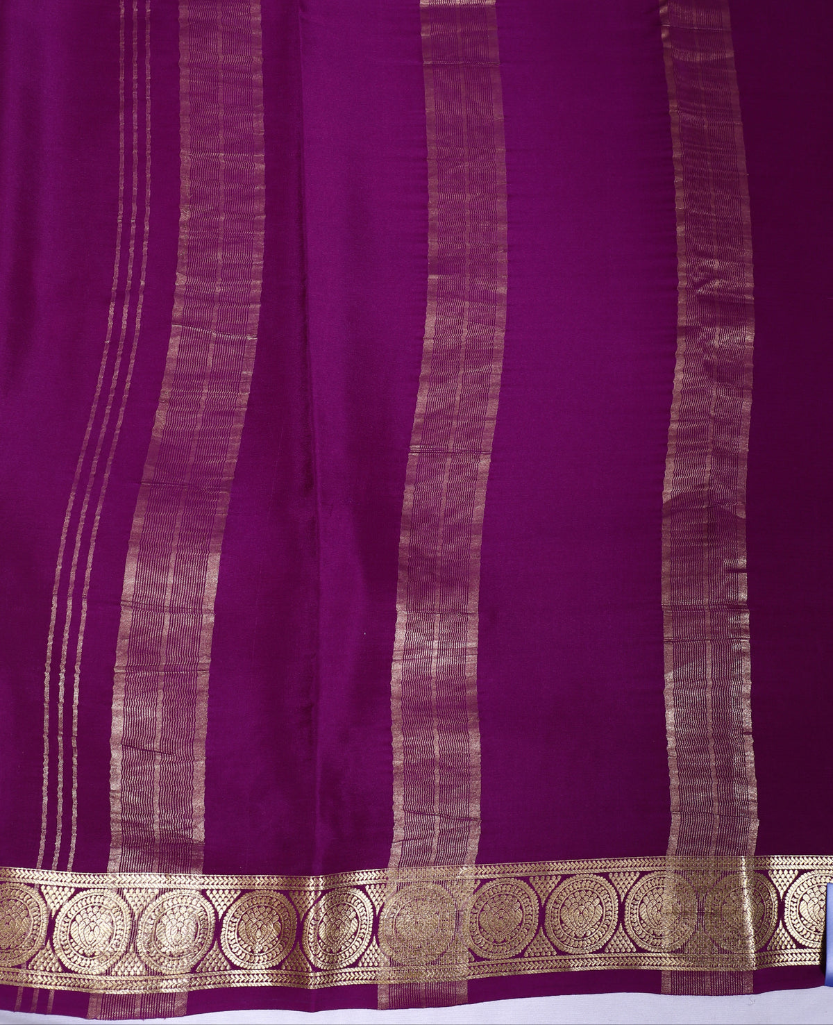 Lavender Self Plain Emb Work Pure Crepe Silk Saree