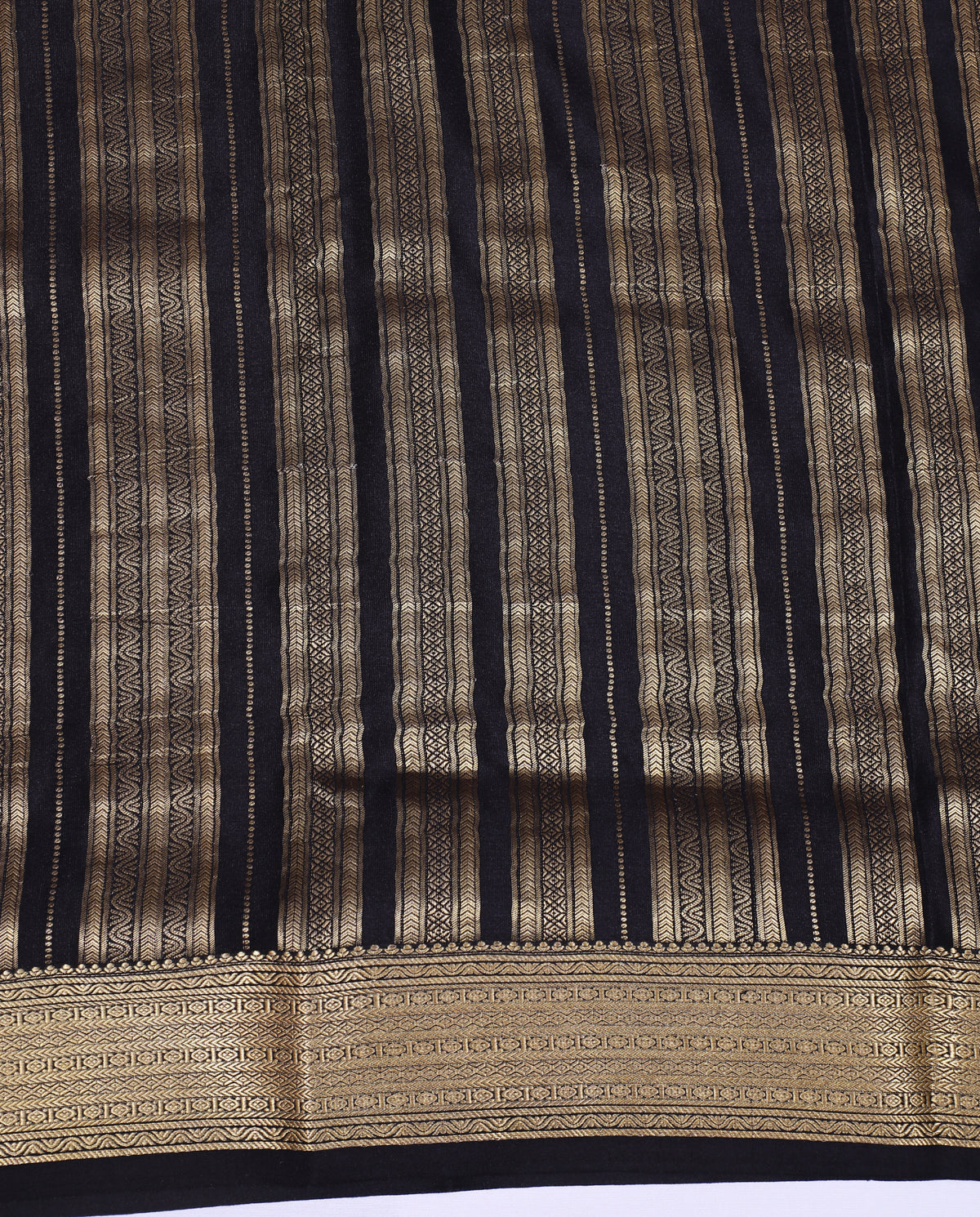 Purple with Black Checks Butta Pure Crepe Silk Saree