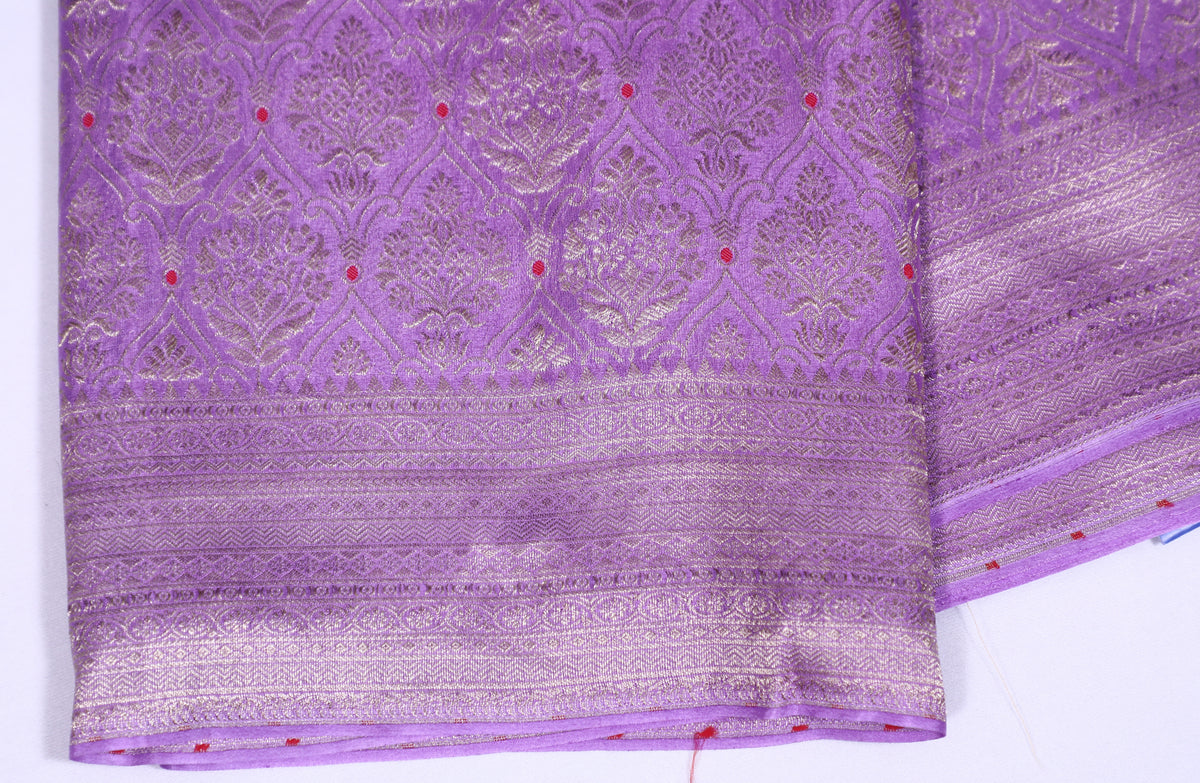 Lavender Self Meena Brocade Pure Crepe Silk Saree