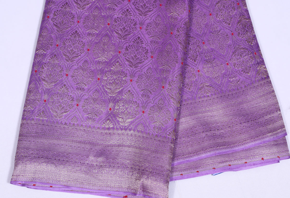 Lavender Self Meena Brocade Pure Crepe Silk Saree