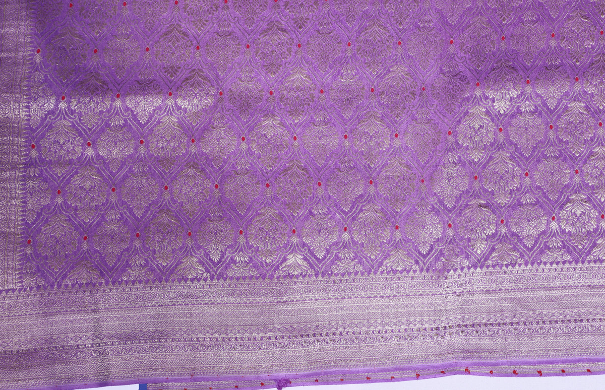 Lavender Self Meena Brocade Pure Crepe Silk Saree