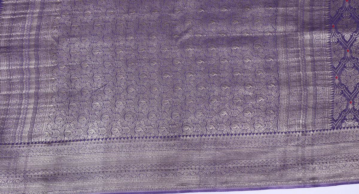 Light Blue Meena Brocade Pure Crepe Silk Saree