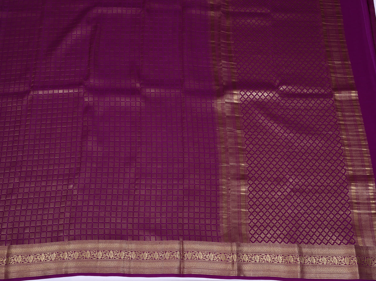 Lavender Self Zari Brocade Pure Crepe Silk Saree