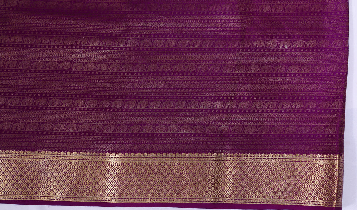 Lavender Self Zari Peacock Brocade Pure Crepe Silk Saree