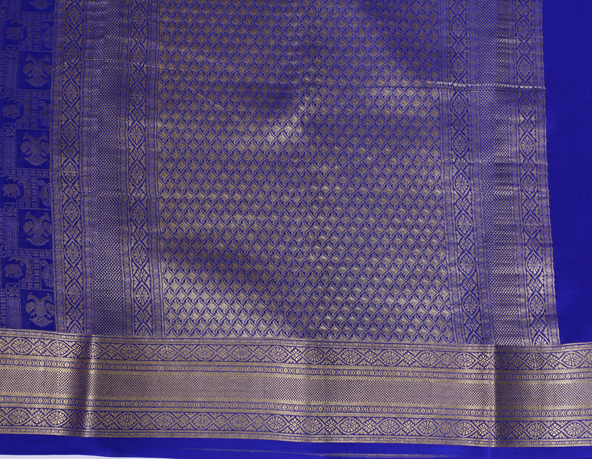 Royal Blue Self Zari Brocade Pure Crepe Silk Saree