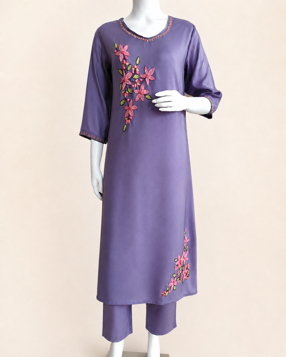 MulCotton Lavender with Embroidery 2 piece Suite