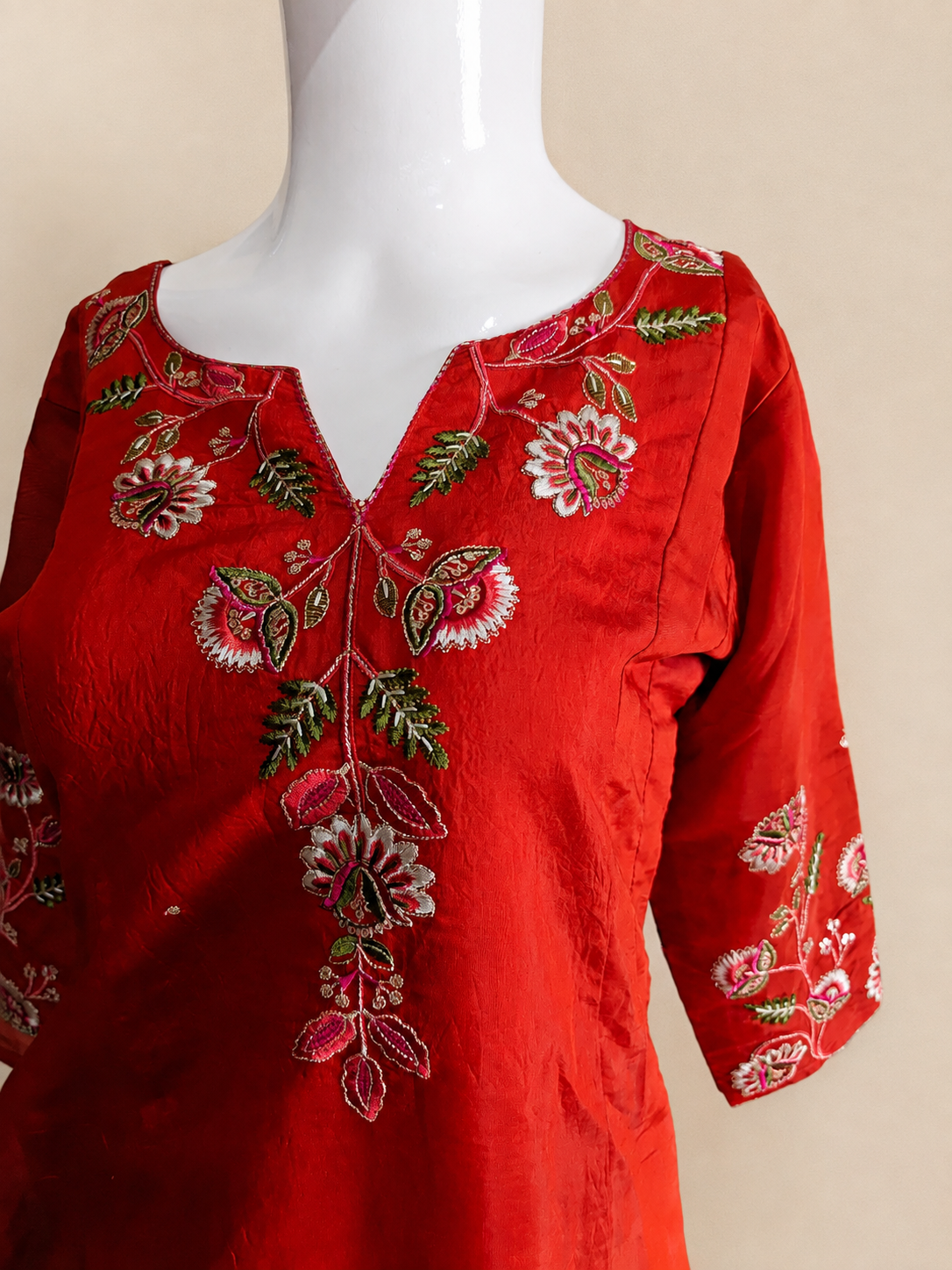 MulCotton Orange with Embroidery 3 piece Suite