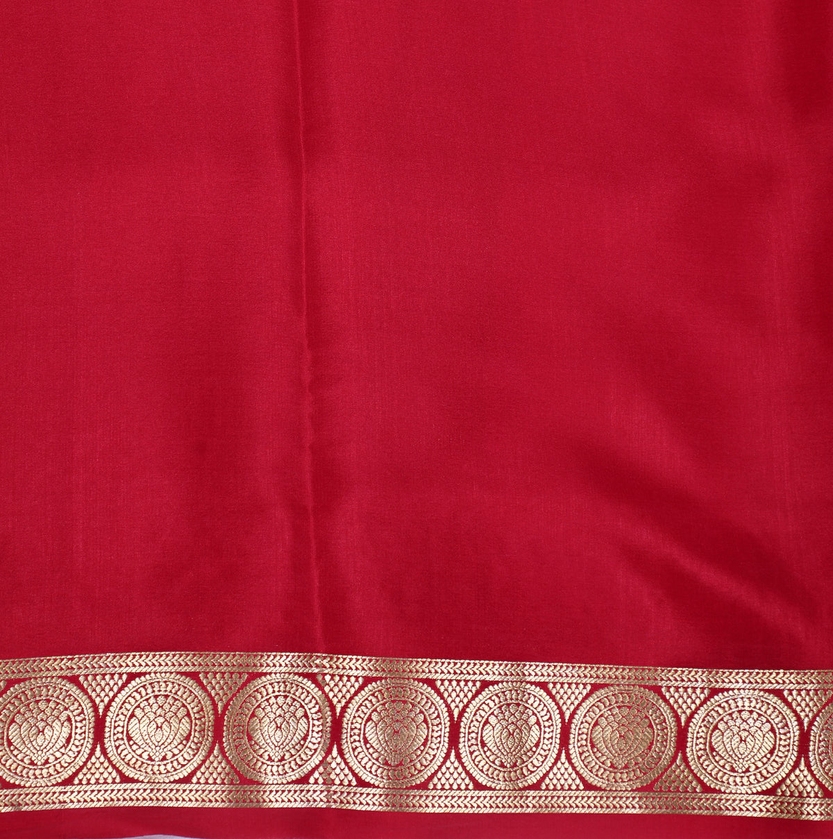 Red Self Plain Emb Work Pure Crepe Silk Saree