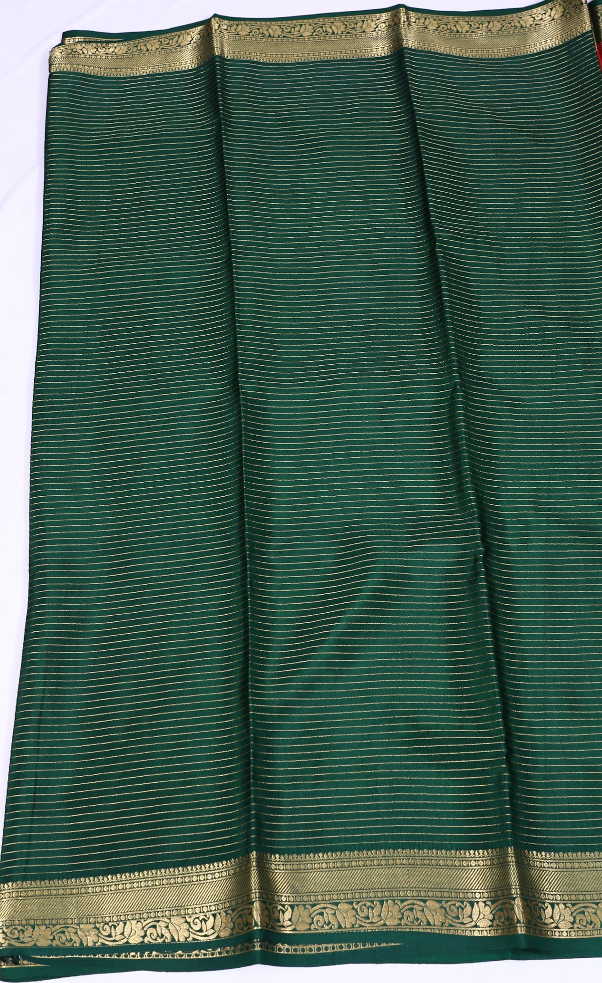 Pinkish Orange with Green Divya Checks  Butta Cont Pure Crepe Silk Saree